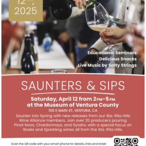 Saunters and Sips event information flyer